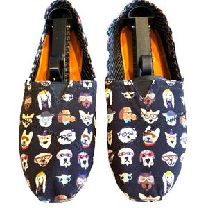 Skechers Bobs Go Fetch Women Size 8.5 Dog Print Slip On Shoe Black Dogs Comfort
